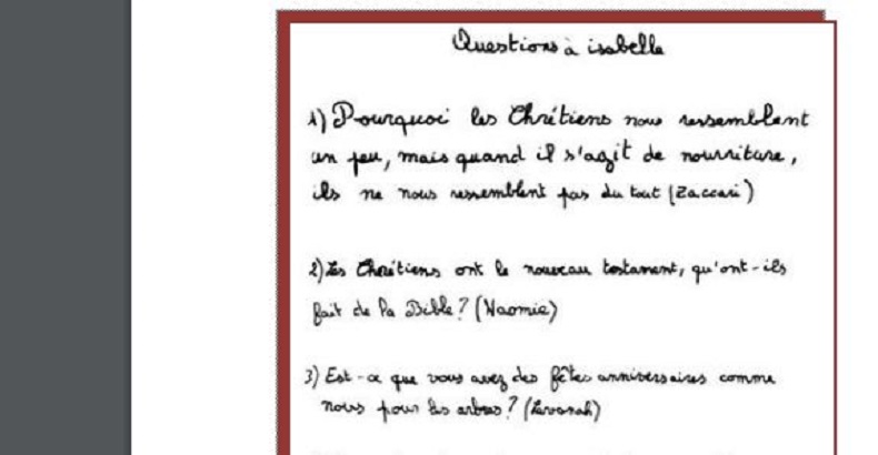 Questions à soeurs Isabelle Denis