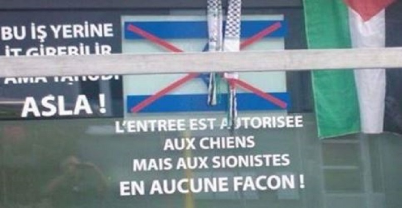 L'affiche antisémite devant un café turc en Belgique